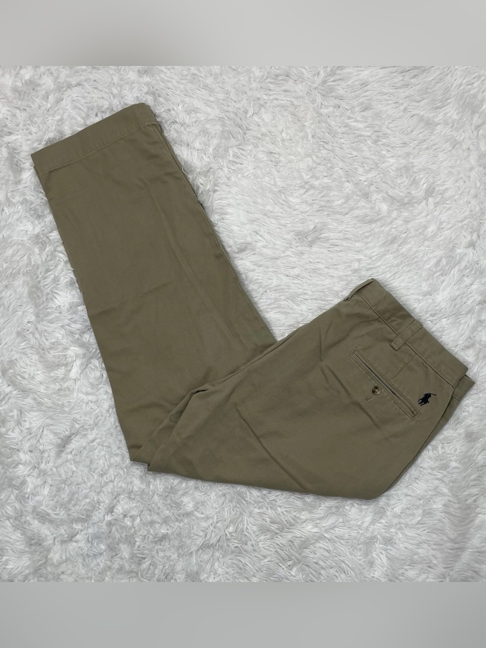 Polo Ralph Lauren Mens Size 35x30 Chino Khaki Preston Pants Straight Loose Pony